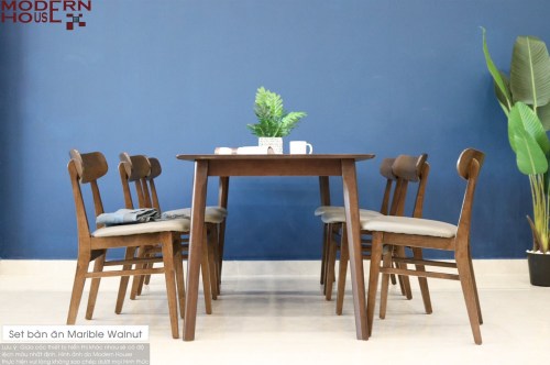 Set bàn ăn Marible Walnut - Nội Thất MYRA - Công Ty TNHH Sản Xuất MYRA